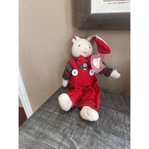 RUSS Country Classics Bunny Rabbit Plaid Velvet Red Clothing Christmas